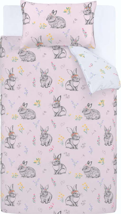 Růžové dětské povlečení na dvoulůžko 200x200 cm Bunny Tails Ditsy Flowers – Catherine Lansfield Catherine Lansfield