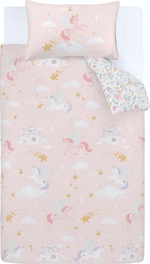 Růžové dětské povlečení na dvoulůžko 200x200 cm Fairytale Unicorn – Catherine Lansfield Catherine Lansfield