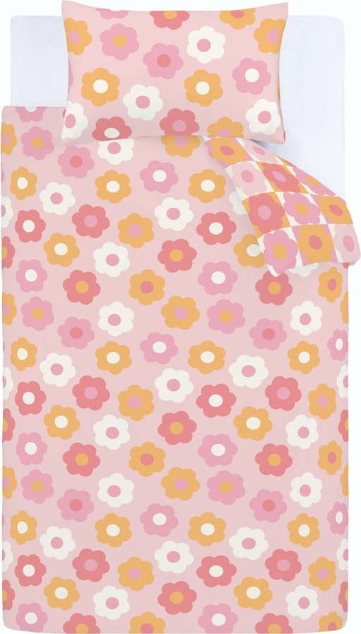 Růžové dětské povlečení na dvoulůžko 200x200 cm Retro Daisy – Catherine Lansfield Catherine Lansfield
