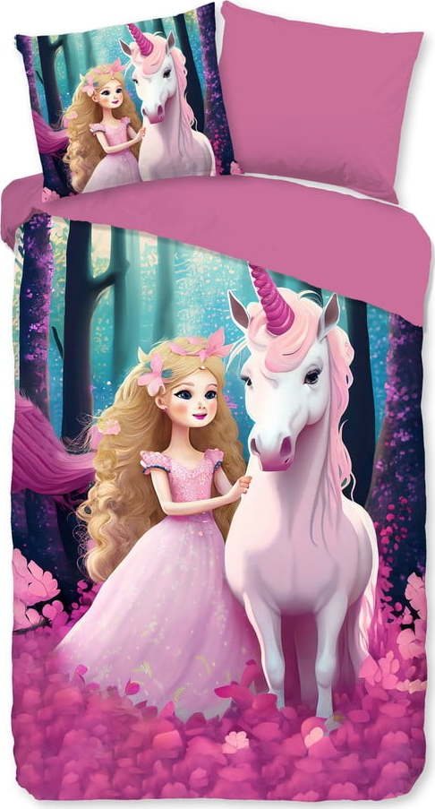 Růžové dětské povlečení na jednolůžko/prodloužené z mikrovlákna 140x220 cm Julia – Good Morning GOOD MORNING