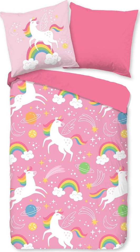 Růžové dětské povlečení na jednolůžko z mikrovlákna 140x200 cm – Good Morning GOOD MORNING