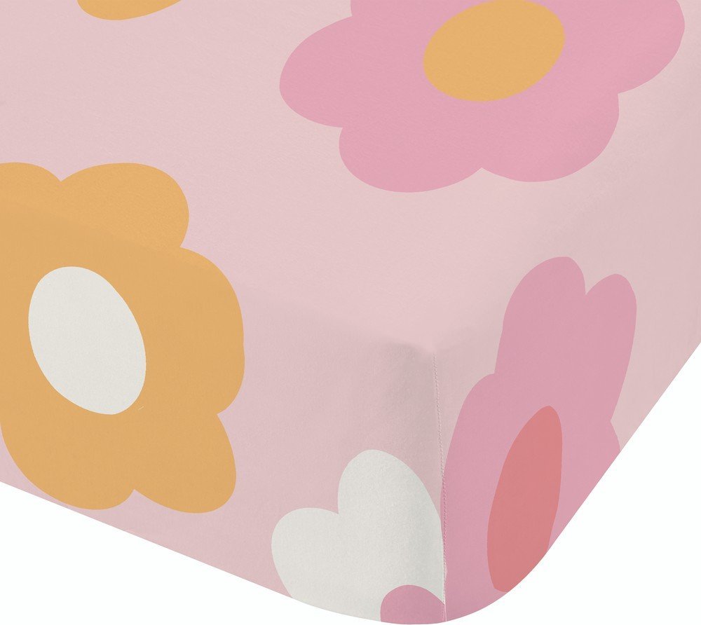 Růžové napínací dětské prostěradlo na dvoulůžko 135x190 cm Retro Daisy – Catherine Lansfield Catherine Lansfield