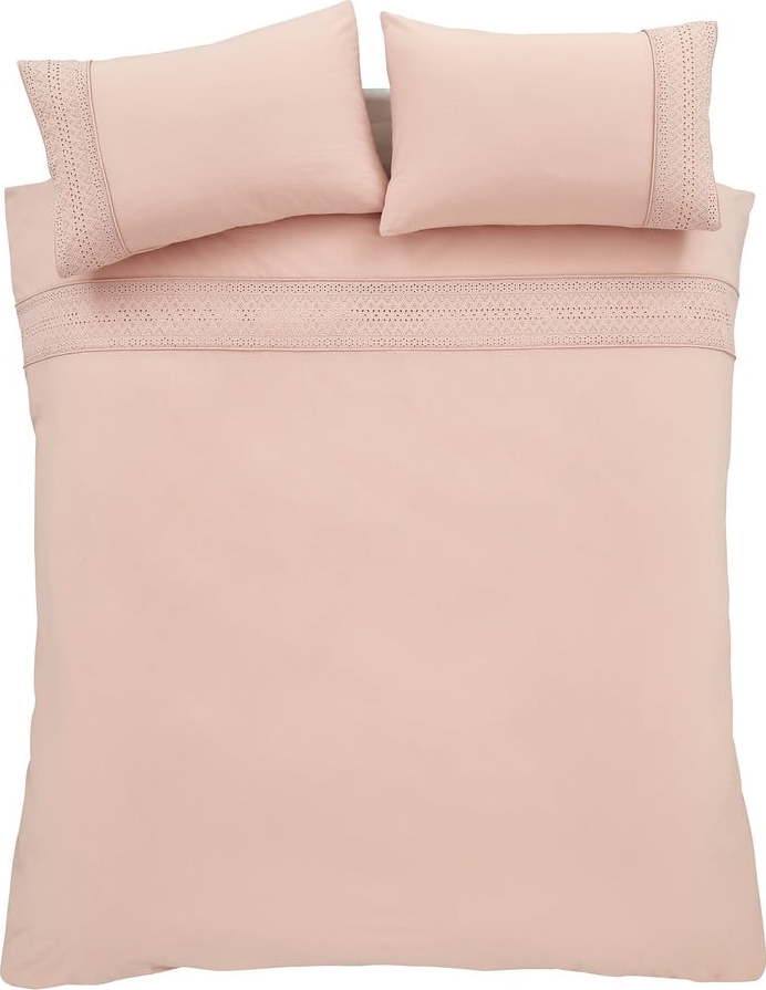 Růžové povlečení na jednolůžko 135x200 cm Broderie Anglaise – Catherine Lansfield Catherine Lansfield