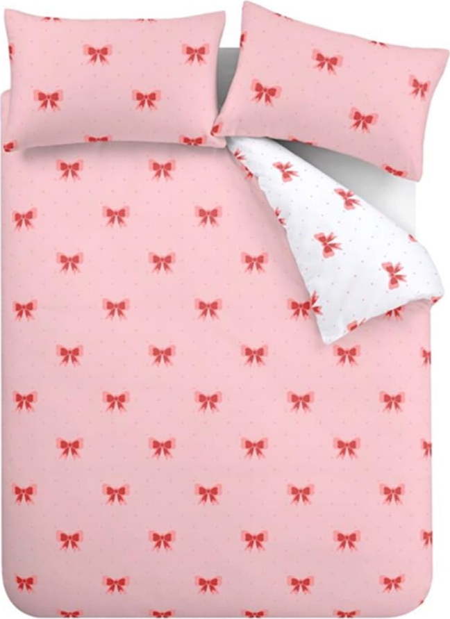 Růžové povlečení na jednolůžko 135x200 cm Dotty Bows – Sassy B Sassy B