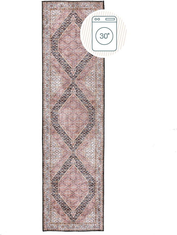 Růžový pratelný běhoun 60x230 cm Briony Traditional – Flair Rugs Flair Rugs