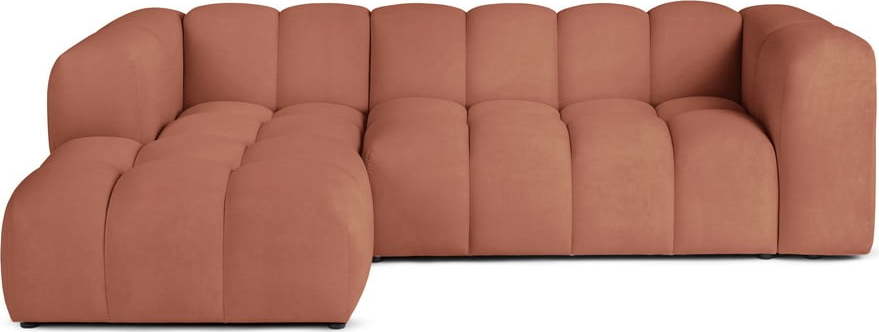 Sametová rohová pohovka v terakotové barvě (levý roh/s lenoškou) Cube – Bonami Selection Bonami Selection