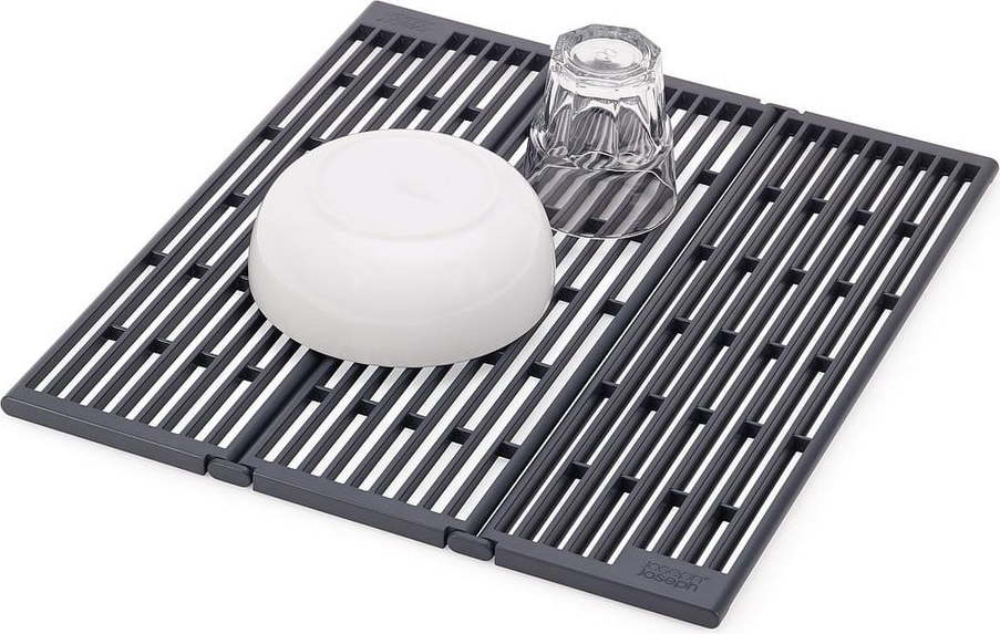 Šedá nastavitelná plastová odkapávací mřížka na dřez 43x13 cm Platform – Joseph Joseph Joseph joseph