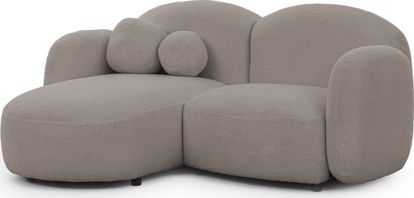 Šedá rohová pohovka z textilie bouclé (levý roh/s lenoškou) Orbit – Ropez Ropez