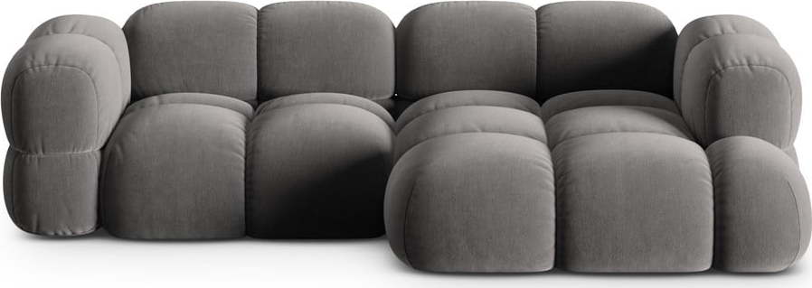 Šedá sametová rohová pohovka (pravý roh/s lenoškou) Loretto – Cosmopolitan Design Cosmopolitan design