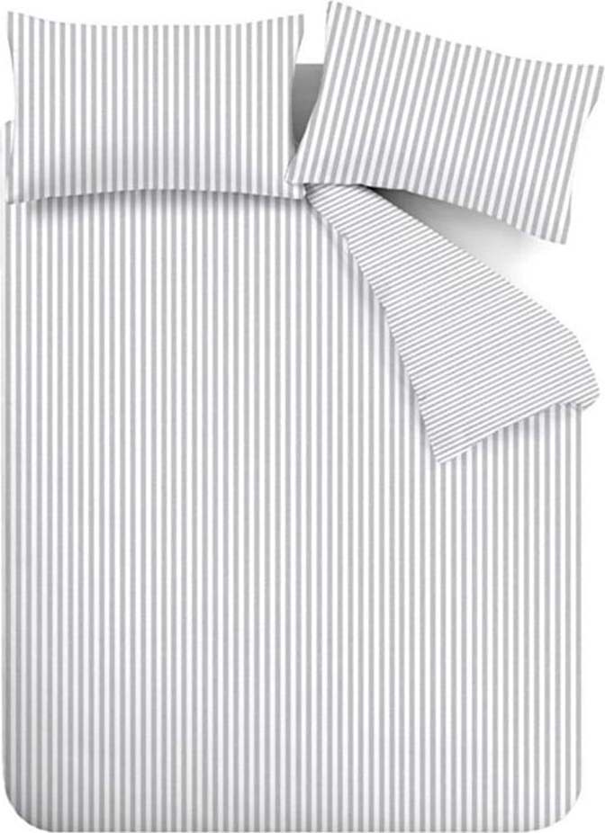 Šedé flanelové povlečení na dvoulůžko 200x200 cm Stripe – Catherine Lansfield Catherine Lansfield