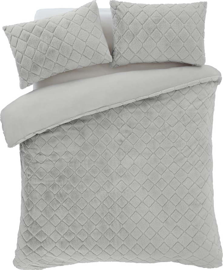 Šedé povlečení na dvoulůžko/prodloužené z mikroplyše 230x220 cm Cosy Diamond – Catherine Lansfield Catherine Lansfield