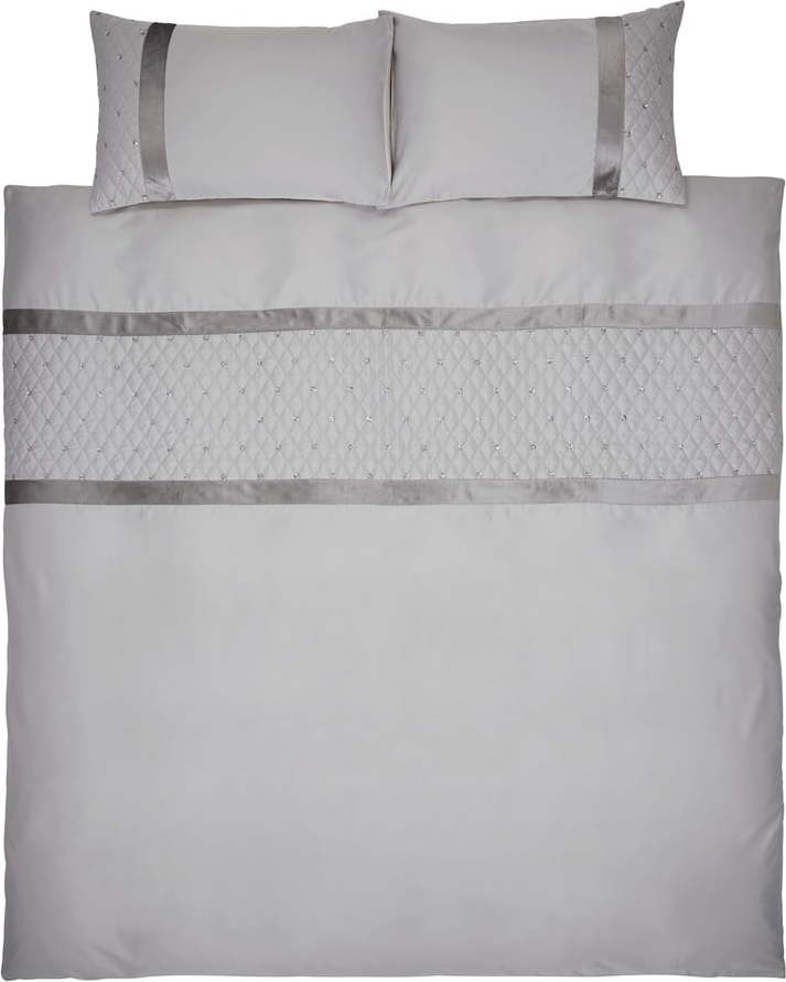 Šedé povlečení na dvoulůžko/prodloužené z mikrosaténu 230x220 cm Sequin Cluster – Catherine Lansfield Catherine Lansfield