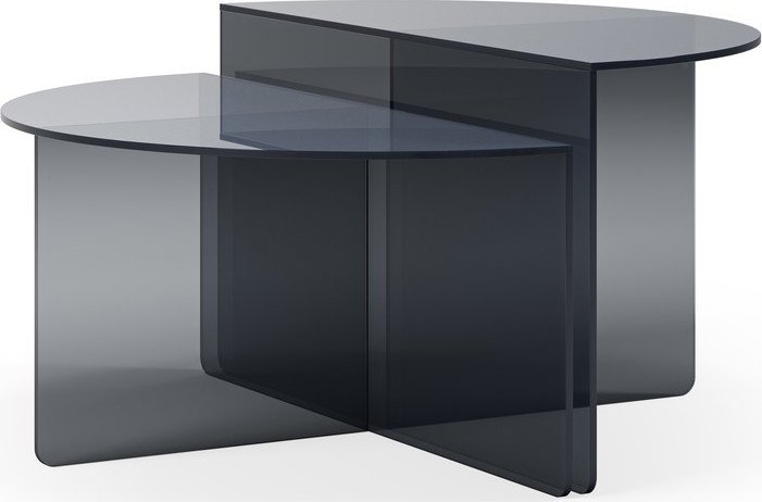 Šedé skleněné kulaté konferenční stolky v sadě 2 ks ø 80 cm Velta – MOME Mome
