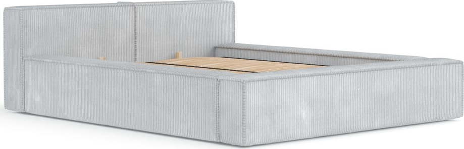 Šedomodrá čalouněná dvoulůžková postel s úložným prostorem s roštem 200x200 cm Voliera – Maison de Rêve Maison de Reve