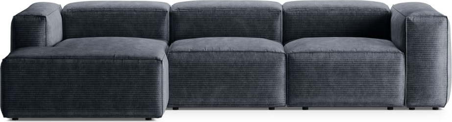 Šedomodrá manšestrová rohová pohovka (levý roh/s lenoškou) Bergano – Cosmopolitan Design Cosmopolitan design