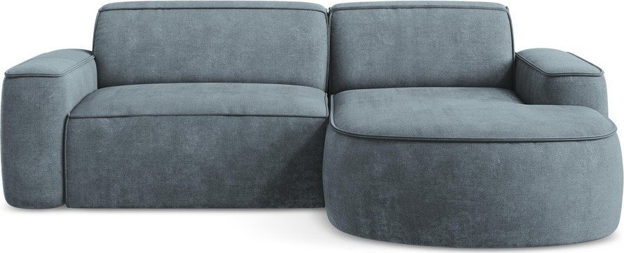 Šedomodrá žinylková rohová pohovka (pravý roh/s lenoškou) Omao – Makamii Makamii