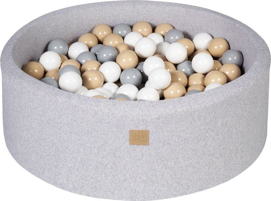 Šedý manšestrový bazének s míčky ø 90x30 cm Montessori – Meowbaby MeowBaby