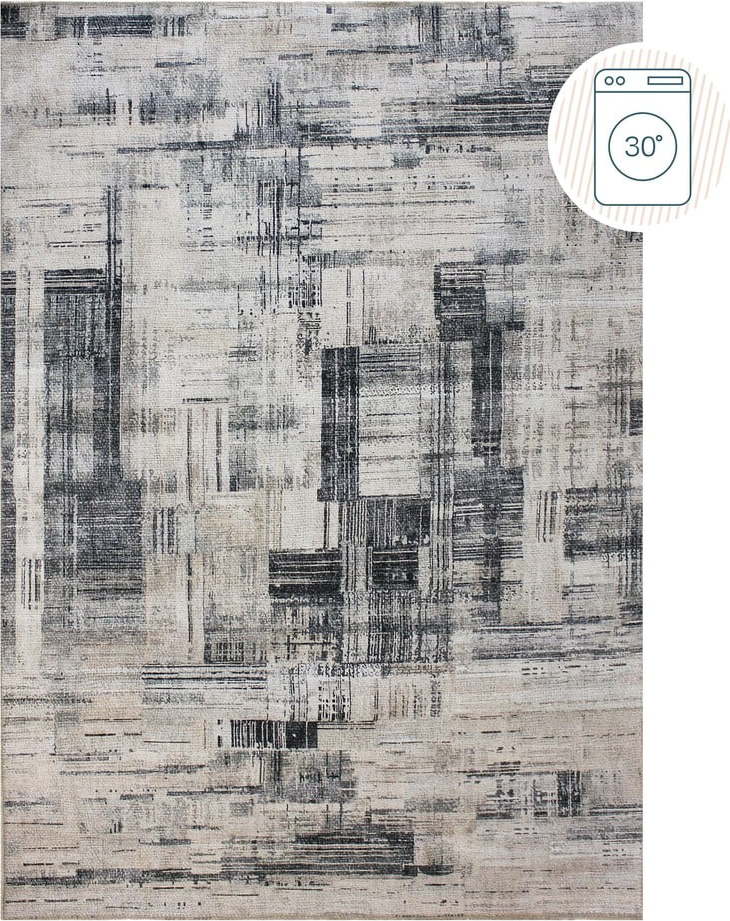 Šedý pratelný koberec 190x290 cm Silas Abstract – Flair Rugs Flair Rugs