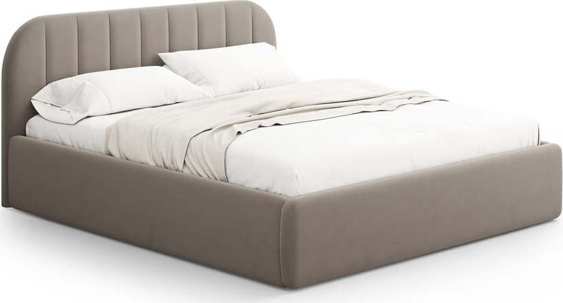 Světle hnědá čalouněná dvoulůžková postel s úložným prostorem s roštem 160x200 cm Juno – Windsor & Co Sofas Windsor & Co Sofas