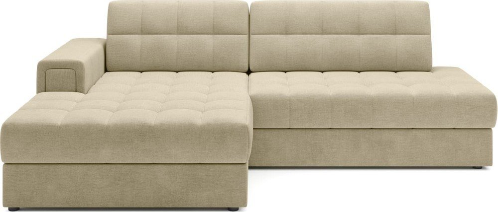 Světle hnědá sametová rozkládací rohová pohovka (levý roh/s lenoškou) Blezalt – ELTAP ELTAP