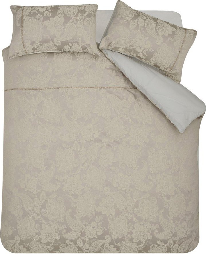 Světle hnědé povlečení na dvoulůžko/prodloužené z žakáru 230x220 cm Opulent Jacquard – Catherine Lansfield Catherine Lansfield