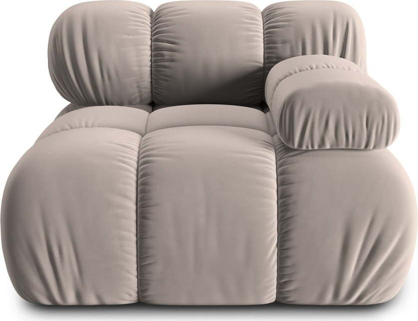 Světle hnědý sametový modul pohovky (pravý roh) Bellis – Micadoni Micadoni