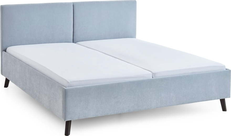 Světle modrá čalouněná dvoulůžková postel s roštem 180x200 cm Piano – Meise Möbel Meise Möbel