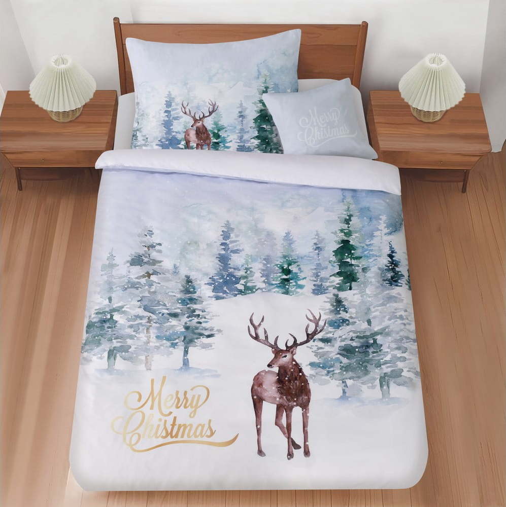 Světle modré 3dílné povlečení na jednolůžko 140x200 cm Peaceful Winter – My House My House