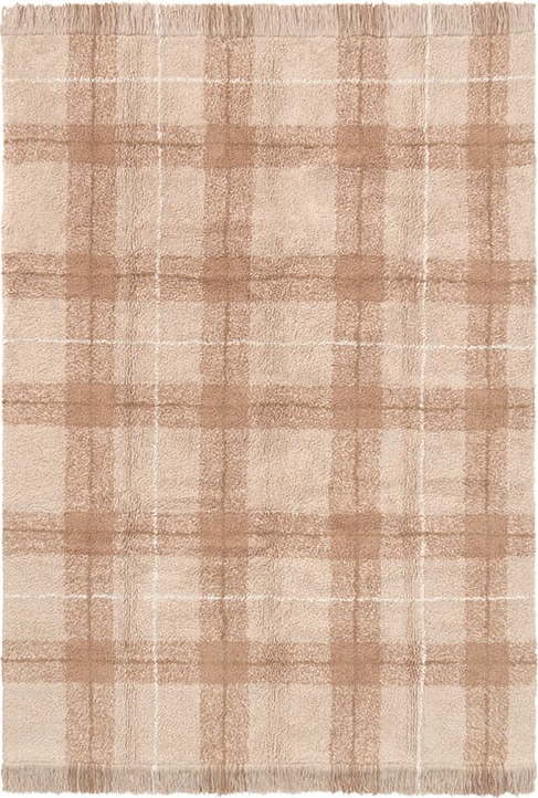 Světle růžový pratelný/ručně tkaný bavlněný koberec 140x190 cm Tartan Rose – Lorena Canals Lorena Canals