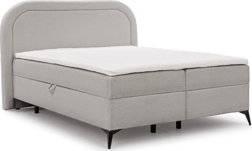 Světle šedá boxspring postel s úložným prostorem 160x200 cm Ornes – Ropez Ropez