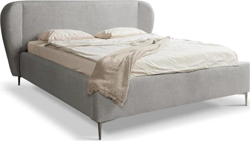 Světle šedá čalouněná dvoulůžková postel s roštem 180x200 cm Makana – Makamii Makamii