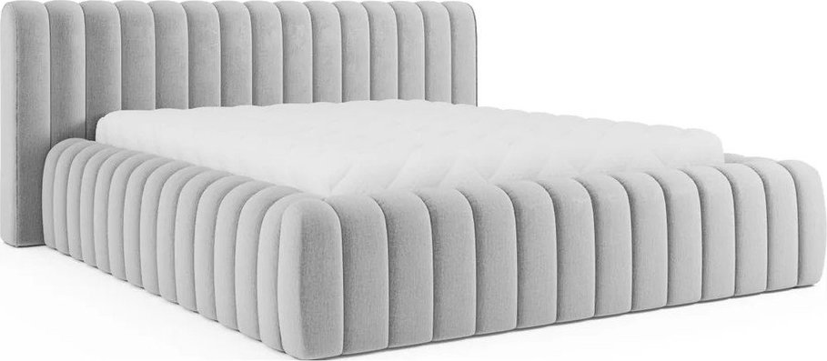 Světle šedá čalouněná dvoulůžková postel s úložným prostorem s roštem 180x200 cm Carilla – ELTAP ELTAP