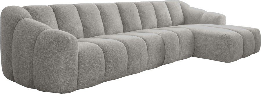 Světle šedá rohová pohovka (pravý roh/s lenoškou) Shell – Miuform Miuform