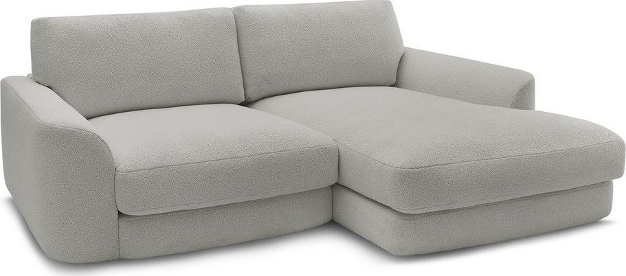 Světle šedá rohová pohovka z textilie bouclé (pravý roh/s lenoškou) Leonore – Bobochic Paris Bobochic Paris