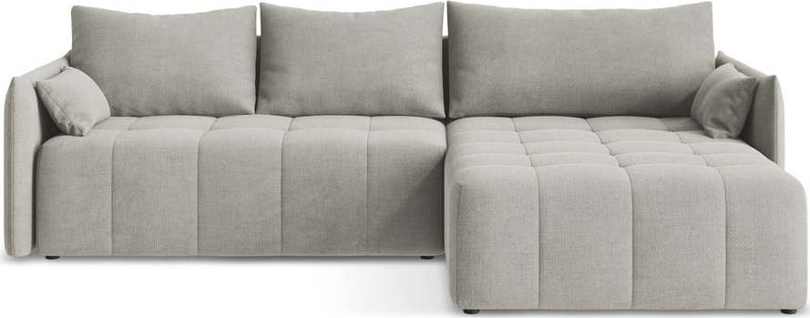 Světle šedá rozkládací/s úložným prostorem rohová pohovka (pravý roh/s lenoškou) Moku – Makamii Makamii