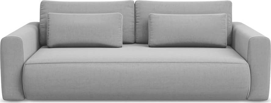 Světle šedá sametová rozkládací/s úložným prostorem pohovka 238 cm Kapua – Makamii Makamii