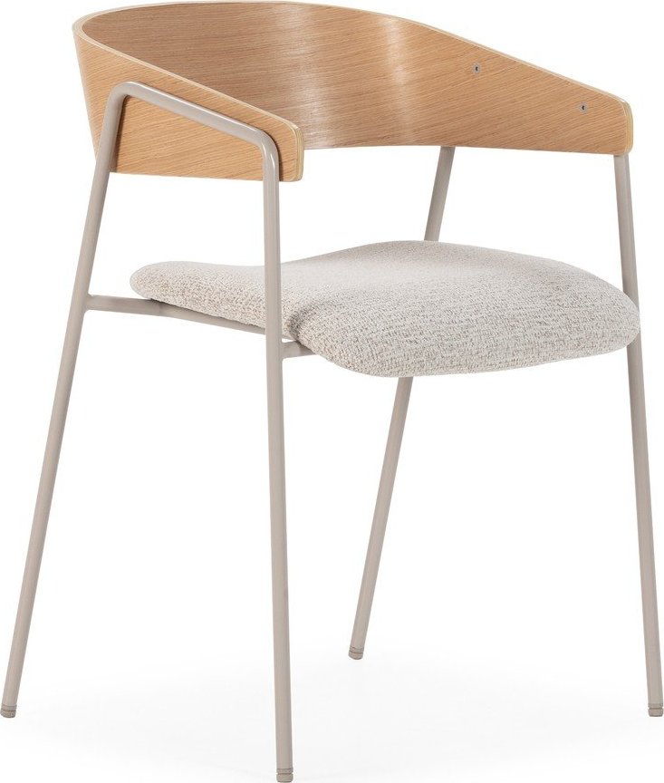 Světle šedá/v přírodní barvě čalouněná jídelní křesla v sadě 2 ks s područkami Cora – MOME Mome