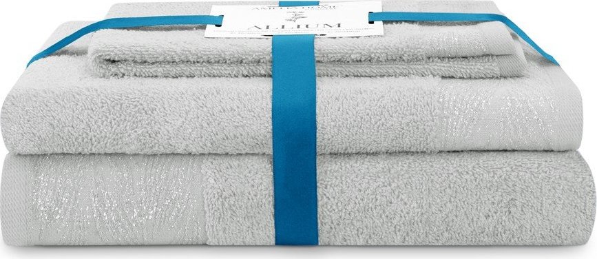 Světle šedé froté bavlněné ručníky a osušky v sadě 3 ks Allium – Restilo Restilo