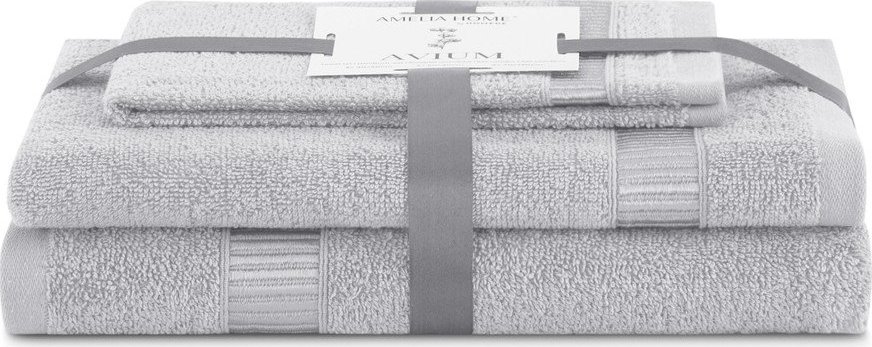 Světle šedé froté bavlněné ručníky a osušky v sadě 3 ks Avium – Restilo Restilo