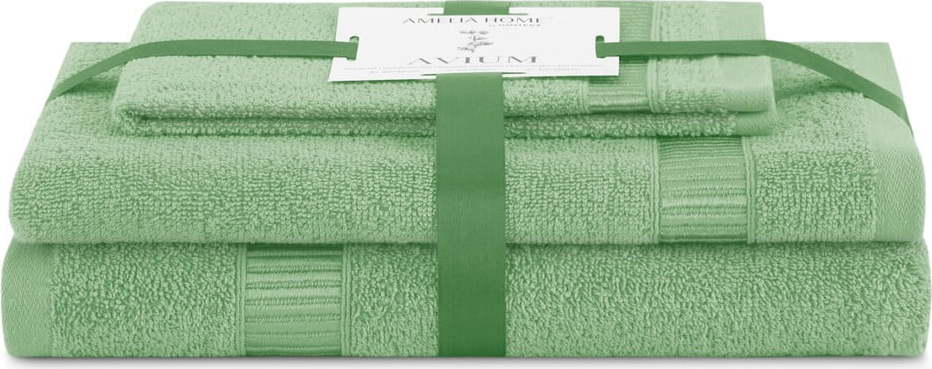 Světle zelené froté bavlněné ručníky a osušky v sadě 3 ks Avium – Restilo Restilo
