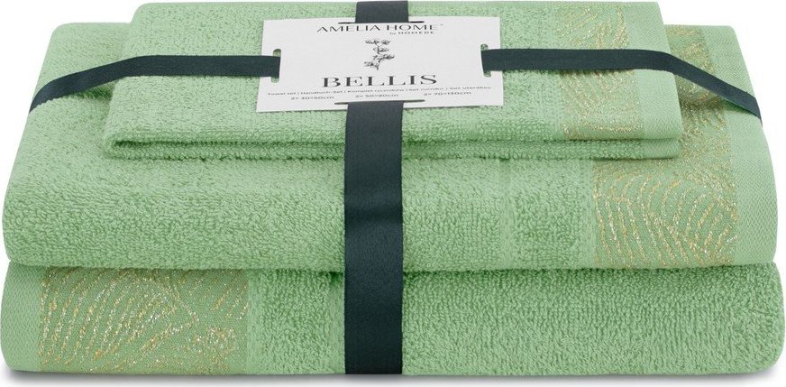 Světle zelené froté bavlněné ručníky a osušky v sadě 3 ks Bellis – Restilo Restilo