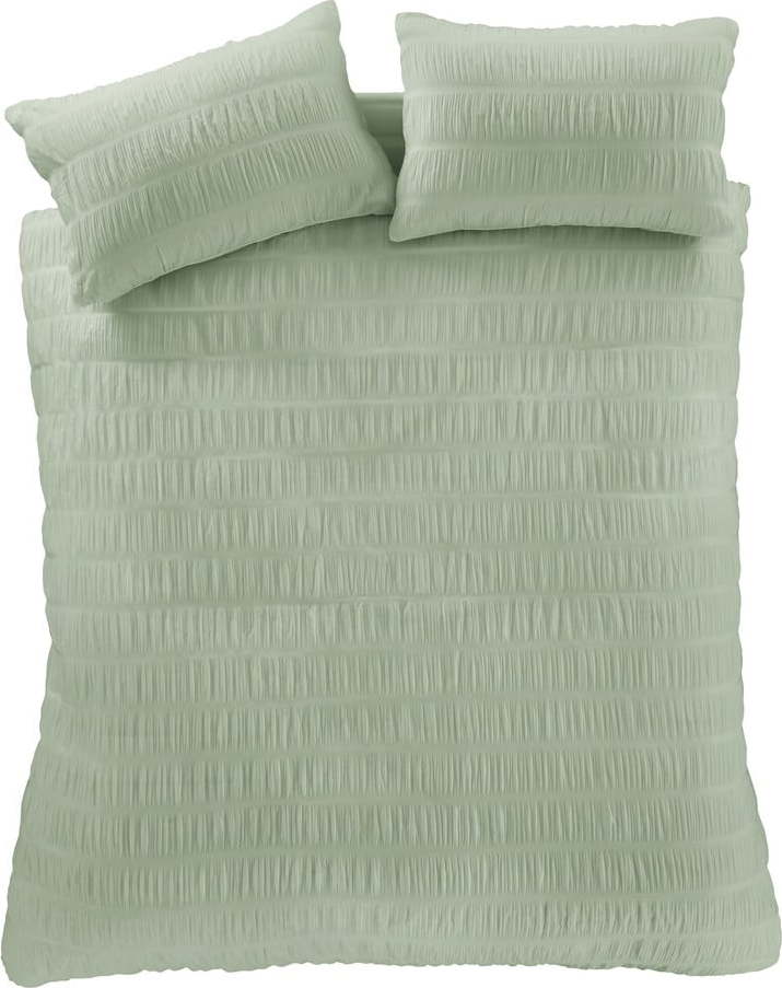 Světle zelené krepové povlečení na dvoulůžko/prodloužené 230x220 cm Seersucker – Catherine Lansfield Catherine Lansfield