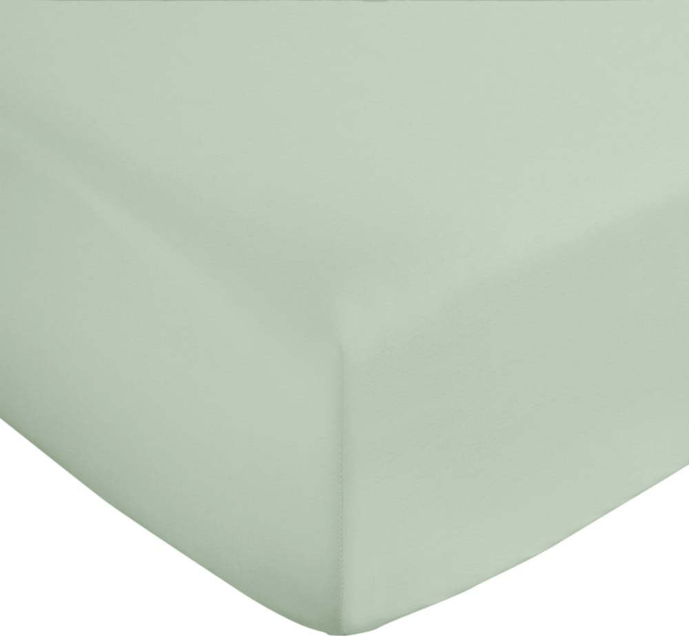 Světle zelené napínací prostěradlo z bavlněného saténu 150x200 cm Cotton Sateen – Bianca Bianca