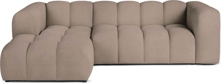 Taupe sametová rohová pohovka (levý roh/s lenoškou) Cube – Bonami Selection Bonami Selection