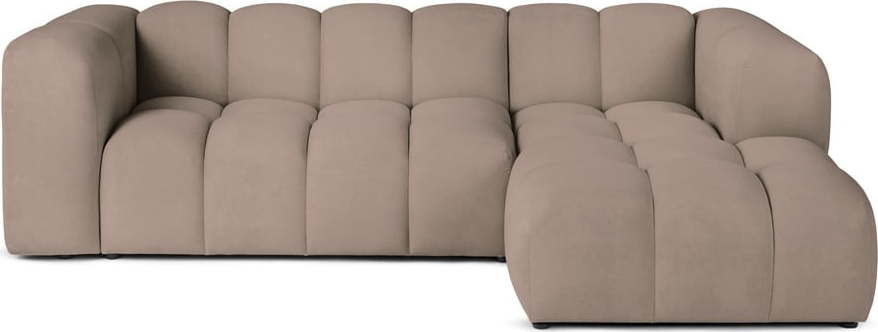 Taupe sametová rohová pohovka (pravý roh/s lenoškou) Cube – Bonami Selection Bonami Selection