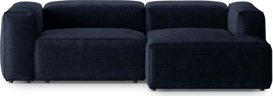 Tmavě modrá manšestrová rohová pohovka (pravý roh/s lenoškou) Bergano – Cosmopolitan Design Cosmopolitan design