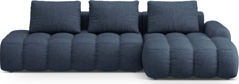 Tmavě modrá rozkládací/s úložným prostorem rohová pohovka (pravý roh/s lenoškou) Linz – Cosmopolitan Design Cosmopolitan design