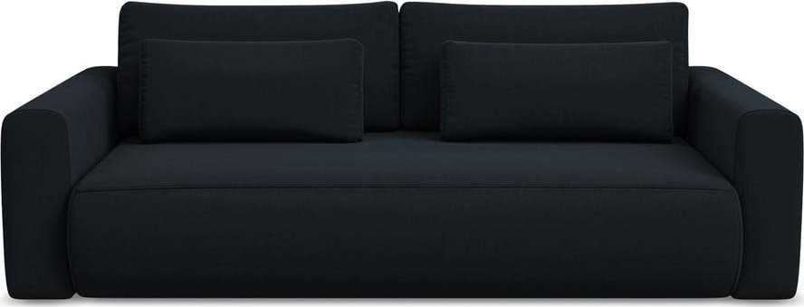 Tmavě modrá sametová rozkládací/s úložným prostorem pohovka 238 cm Kapua – Makamii Makamii