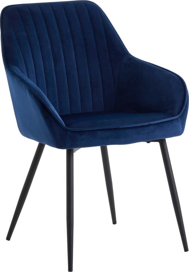 Tmavě modrá čalouněná jídelní křesla v sadě 2 ks s područkami Nolan Stripe – Unique Furniture Unique Furniture