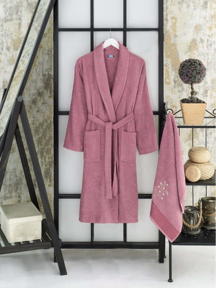 Tmavě růžový bavlněný župan a ručník v sadě velikost S/M – Mila Home Mila Home
